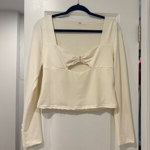 White Long Sleeve Crop Top
